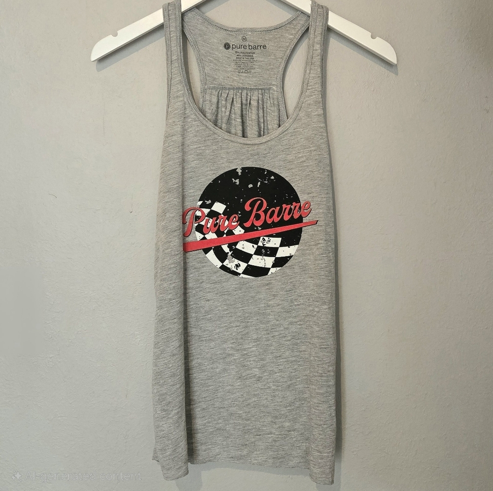 Pure Barre Heather Gray Retro Finish Line Tank Top